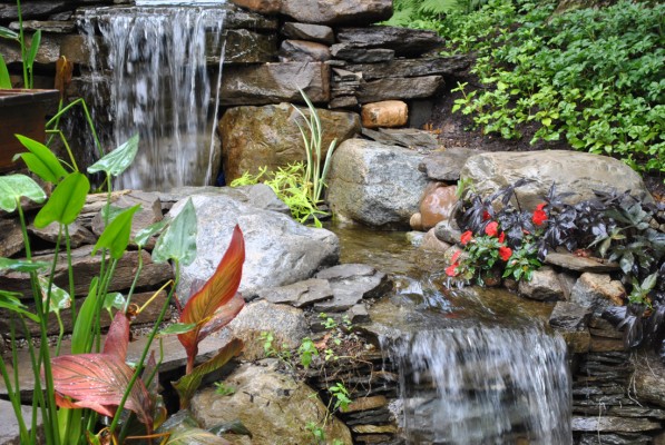 Amazing water garden and waterfall installation in Madison, New Jersey