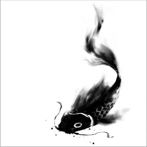 black and white koi fish drawings